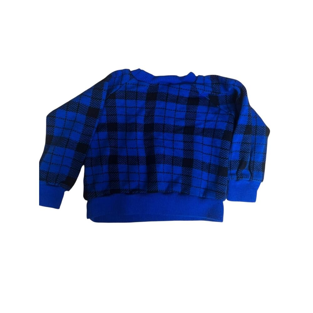 Vintage 80s Blue Checked Land 'n Sea Kids Boy Sweatshirt USA Made Size 4T